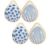 ADOCARN 4pcs Ceramic Dipping Bowls Multi-Function Household Seasoning Plates with Chic Pattern for Dining Table Decoration and Convenient Salad or Snack Serving