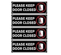 ADOCARN 4pcs Close Door Stickers Please Keep Door Closed Decals for Office and Lounge Black Pvc Material Easy Application and Removal Safety Reminder