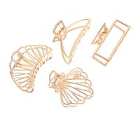 ADOCARN 4pcs Golden Alloy Hollow Hair Claw Clips Unique Tooth Shape Large French Style Ponytail Claw Hair Clips for Women Comfortable to Wear