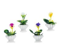 ADOCARN 4pcs Miniature Bonsai Artificial Plants for Doll House Decoration Vivid Potted Greenery Realistic Micro Landscape Accessories for Fairy Garden and Model Scenes