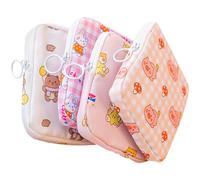 ADOCARN 4pcs Multi-Purpose Polyester Period Bag Set with Zipper Compact Sanitary Holder, Small Size Portable Storage Pouches Suitable for Indoor and Outdoor Use Assorted Style