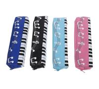 ADOCARN 4Pcs Pencil Case for Students Square Pen Pouch with Music Note Design Zipper Storage Bag for School Supplies and Piano Accessories in Black Blue Pink
