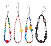 ADOCARN 4pcs Phone Wrist Strap: Anti-Lost Mobile Phone Case Bracelet Chain Beaded Lanyard - Beaded Charms Short Wrist Chain for Outdoor