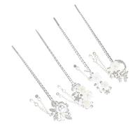 ADOCARN 4pcs Retro Chinese Style Flower Hair Sticks Tassels Elegant Hairpins for Accessories Vintage Headdress for Special Occasions and
