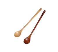 ADOCARN 5 Pcs Long Handle Wooden Spoon for Stirring and Cooking Made from Natural Wood Anti-Fall Feature, for Vegetables and Rice in Bar or Kitchen Use