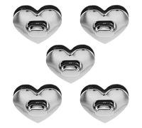 ADOCARN 5 Sets Heart Tuck Lock Clasp Catch Purse Thumb Buckle Purse Thumb Lock for DIY Craft Bag Wallet Handbag Box Case Making Silver