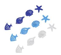 ADOCARN 50pcs Mediterranean Ocean Style Wooden Crafts DIY Craft Material Blue Shell Fish Snail Shapes Compact and Portable Beach House Decoration Random Style