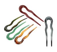 ADOCARN 5pcs Vintage U-shaped Hair Pins Set Large Retro Speckled Plastic Hair Forks for Bun Styling Bridal in Green Orange Wine Red and Blue - Classic Updo for Women