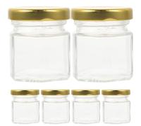 ADOCARN 6pcs 60ml Glass Jam Containers with Lids - Easy-to-Open Hexagonal Honey Jars for Chutney and Spice Storage