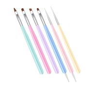 ADOCARN 6Pcs Double-Ended Nail Art Pens Set Pastel Colors Manicure Painting and Dotting Brushes for Precise Nail Design DIY Art Accessories for Home and Salon Use