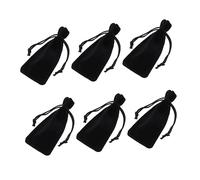 ADOCARN 6pcs Lipstick Storage Pouch Set 6x14cm Black Velvet Drawstring Dustproof Cosmetic Bag Travel Makeup Organizer for Women