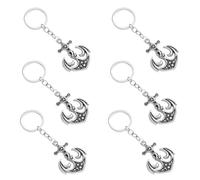 ADOCARN 6pcs Silver Anchor Keychains Set with Zinc Alloy Material, Compact Design Key Holders Featuring Creative Nautical Theme for Travel and Daily Use, Sea Theme Party Favors