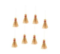 ADOCARN 8 Pcs Mini Red Rope Broom Large Dollhouse Accessories Handmade Miniature Broom Decor for Fairy Garden and Grocery Store Layouts Ornament