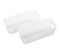 ADOCARN 8 Pcs Plastic Storage Basket Set Rectangular Multifunctional Design White Modern Stylish Organizer Bins for Office and Bathroom 8.45x3.54x2.75in Space Optimization