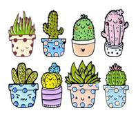 ADOCARN 8pcs Cute Pin Badges Stylish Alloy Brooch Set Featuring Delicate Cartoon Cactus Design, Easy to Carry and Firmly Attached Clothing Brooch Decor for Parties and