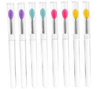 ADOCARN 8pcs Portable Silicone Lip Brushes with Lids Versatile Makeup Applicators for Lipstick Lip and Concealer Travel-friendly Beauty