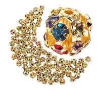 ADOCARN 90pcs Rhinestone Spacer Beads Gold Mixed Diamond Loose Beads for DIY Jewelry Making for Bracelets Necklaces and Craft Projects