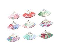 ADOCARN 9Pcs Wooden Traditional Flower Pattern Pendants DIY Jewelry Accessories Hanging Charms for Earrings Bracelets Necklaces Craft Making