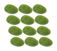 ADOCARN Artificial Moss Stones Faux Moss Rock with Delicate Shaped Design Decorative Green 12pcs Foam Landscaping Stones and Easy to Maintain for Outdoor Wall Decorations Garden
