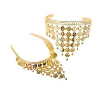 ADOCARN Belly Dancing Headpiece Set Gypsy Headpiece with Sequin Headband Egyptian Jewelry for Dance Performances