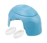 ADOCARN Blue Reptile Escaping Cave and Hide Habitat with Feeding Bowls, Plastic and Ceramic Gecko Enclosure Accessory for Aquarium and Water Environment, Decorative Reptile Hideout