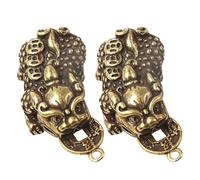 ADOCARN Brave Animal Charms Pendants Decorative Ornaments 2pcs Brass Retro Style for Keychains and Bags Suitable for Bookshelf and Office Desk Decor