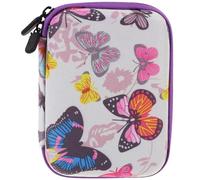 ADOCARN Camera Case Small Portable Butterfly Pattern Camera Bag with Zipper Closure and Mesh Pockets Organizer for Boys and Digital Accessories Storage