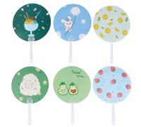 ADOCARN Cartoon round Hand Held Fans 24pcs Small Portable Plastic Fans Easy to Carry and Keeping Cool Accessories for Summer Outing for Ladies and Mothers
