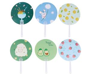 ADOCARN Cartoon round Hand Held Fans 24pcs Small Portable Plastic Fans Easy to Carry and Keeping Cool Accessories for Summer Outing for Ladies and Mothers