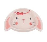 ADOCARN Ceramic Small Plate Rabbit Shaped Appetizer Plate Microwaveable Snack Dish Easy to Clean for Restaurant and Use Pink Dipping Container for BBQ Seasoning