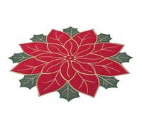 ADOCARN Christmas Placemat Holly Leaf Dining Table Mat, Satin, Red, Decorative, Easy to Store, for Festival Decoration and Bar