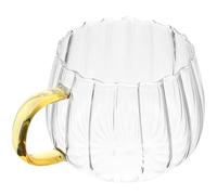 ADOCARN Classic Glass Coffee Mug with Handle, Simple Style Beverage Cup for Catering and Food Shops, Beautiful Retro Look Household Tea Cup Made of Sturdy Glass