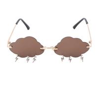 ADOCARN Cloud Shaped Shades Frameless Wave Glasses Metal for Small Faces