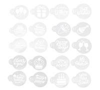 ADOCARN Coffee Stencils Pet Material White 20pcs with Wear Resistance and Easy to Clean for Latte Art and Dessert Decoration for Birthday Greetings and Painting on Cookie