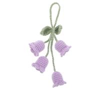 ADOCARN Cute Crochet Orchid Flower Car Charm Hanging Accessory for Rearview Mirror Handmade Knitted Car Interior Decoration with Easy Installation Creative and Warm Design