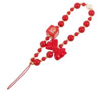 ADOCARN Cute Red Beaded Phone Charm Strap with Bow, Handmade Pvc Cell Phone Wrist Lanyard Featuring Anti Lost and Anti Theft Function, Suitable for Keys and Backpack Accessories