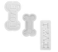 ADOCARN Dog Bone Tag Mold Resin Keychain Mold Silicone Bone Shaped Easy to Clean Repeatable Production Handmade Craft Project Hanging Tag Making Tool