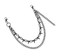 ADOCARN Double Layered Metal Pants Chain Fashionable Jeans Chain with Rivet Details Punk Style Versatile Accessory Black for Men and Women Gothic Outfits and Street Fashion