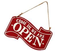 ADOCARN Double Sided Open Closed Sign for Door Hanging Wooden Plaque with Hemp Rope, Rustic Red Wall Decor, Light Weight Status Display Suitable for Cafes and Bars