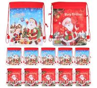 ADOCARN Drawstring Pouch Non-woven Fabric Bag 12 Pcs Christmas Santa Claus Double-sided Convenient to Use and Freeing up Your Hands for School Or Friendly Party Storage