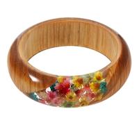 ADOCARN Dried Flower Bracelet Resin Wrist Chain Stylish Wooden Bangle Hanfu Accessories for Han Chinese Costume