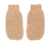 ADOCARN Exfoliating Body Scrub Gloves Natural Beige Material 2pcs Ramie Jute Bath Mitts Soft and Sturdy for Effective Dead Skin Removal during Bathing