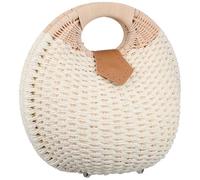 ADOCARN Fashionable White Rattan Straw Handbag with Beautiful Shell Shape for Daily Use and Shopping, Elegant Storage Handbag Made of Rattan Dacron and Paper for Women