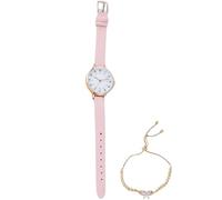 ADOCARN Fashionable Women Watch and Bracelet Set Accurate Time Alloy and Pu Material, Convenient to Wear or Take for Holidays and Birthday for Female Friends and Office Workers