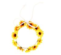 ADOCARN Floral Headband Daisy Flower Crown Hair Wreath Bridal Headpiece Festivals Hair Band for Women Yellow Blooms for Weddings and Spring Occasions