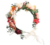 ADOCARN Floral Wreath Headband Bridal Party Headbands Adjustable Ribbon More Fitting to The Head Classic Vintage Style for Women for Parties and Balls Fabric Flowers Plastic Simulation