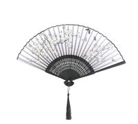 ADOCARN Folding Fan Bamboo Material with Peach Blossom Flower Design Fine Workmanship Japanese Style Elegant Vintage Handheld Fan for Decor and Dancing