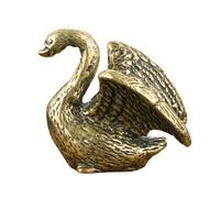 ADOCARN Golden Brass Swan Figurine Stable with Flat Bottom Design Retro Animal Statue Small Brass Craft Figurine Ornament for Home Desktop Decoration