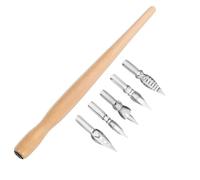 ADOCARN Handmade Calligraphy Dip Pen with Wooden Rod and Steel Nibs, Precision Control and Comfortable Writing Experience for Lettering and Artistic Effects