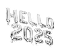 ADOCARN Hello 2025 Silver Foil Number and Letter Balloons Set, New Year Party Decorations Balloon Kit for Photo Booth, Ceiling Decor, Graduation and Year-End Celebrations
